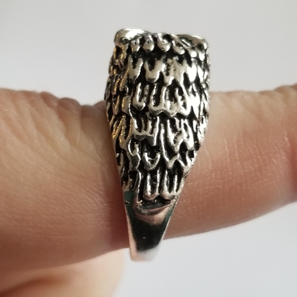Relisted -Owl ring silver tone Ring size 7.75 7 3/4 goth punk witchy - Picture 7 of 8